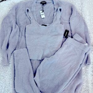 Fuzzy fluffy knit 3 piece set